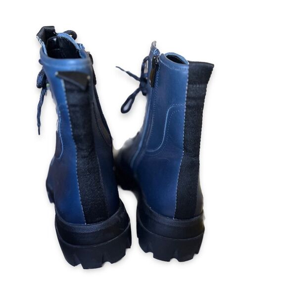Franco Sarto Robbie Navy Combat Ankle Boots Size 8.5 - Picture 3 of 5